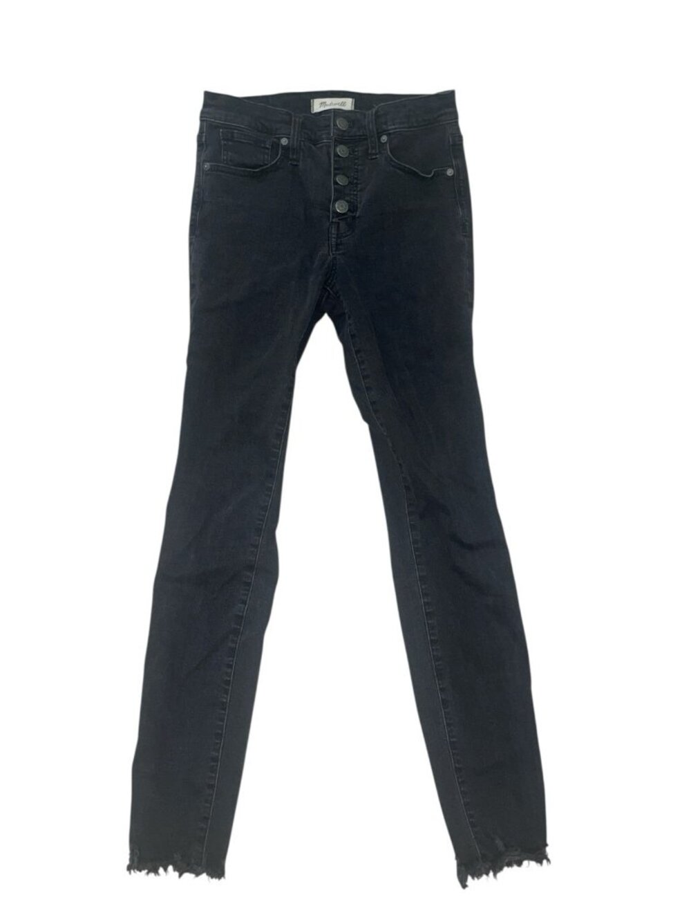 MADEWELL Size 27 Tall 9" Mid-Rise Skinny Jeans Black: Button-Through Edition